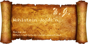 Wohlstein Jolán névjegykártya
