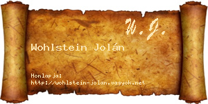 Wohlstein Jolán névjegykártya